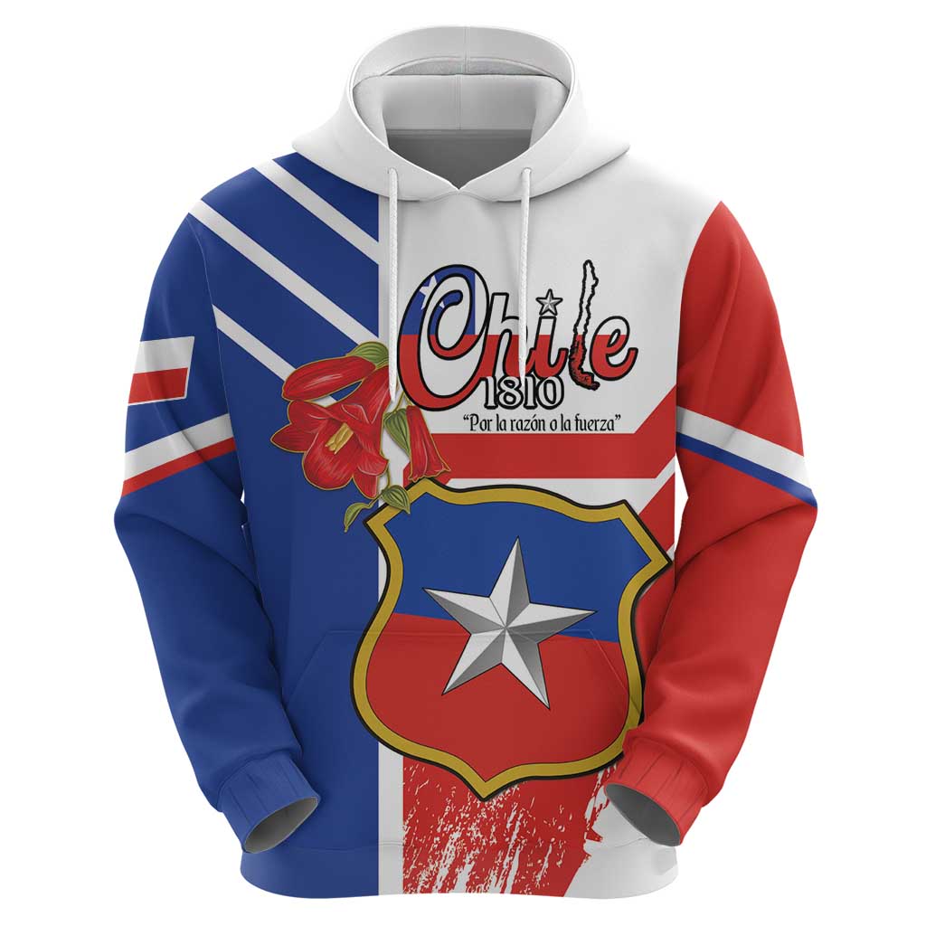 Personalized Chile Independence Day Hoodie Chilean Coat Of Arms Copihue Flag Style LT14