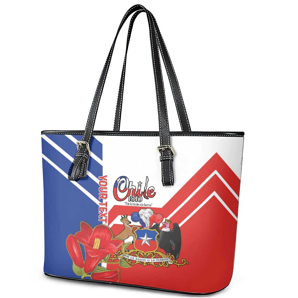 Personalized Chile Independence Day Leather Tote Bag Chilean Coat Of Arms Copihue Flag Style LT14