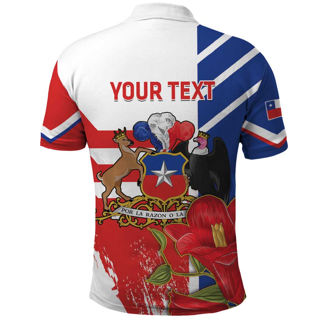 Personalized Chile Independence Day Polo Shirt Chilean Coat Of Arms Copihue Flag Style LT14