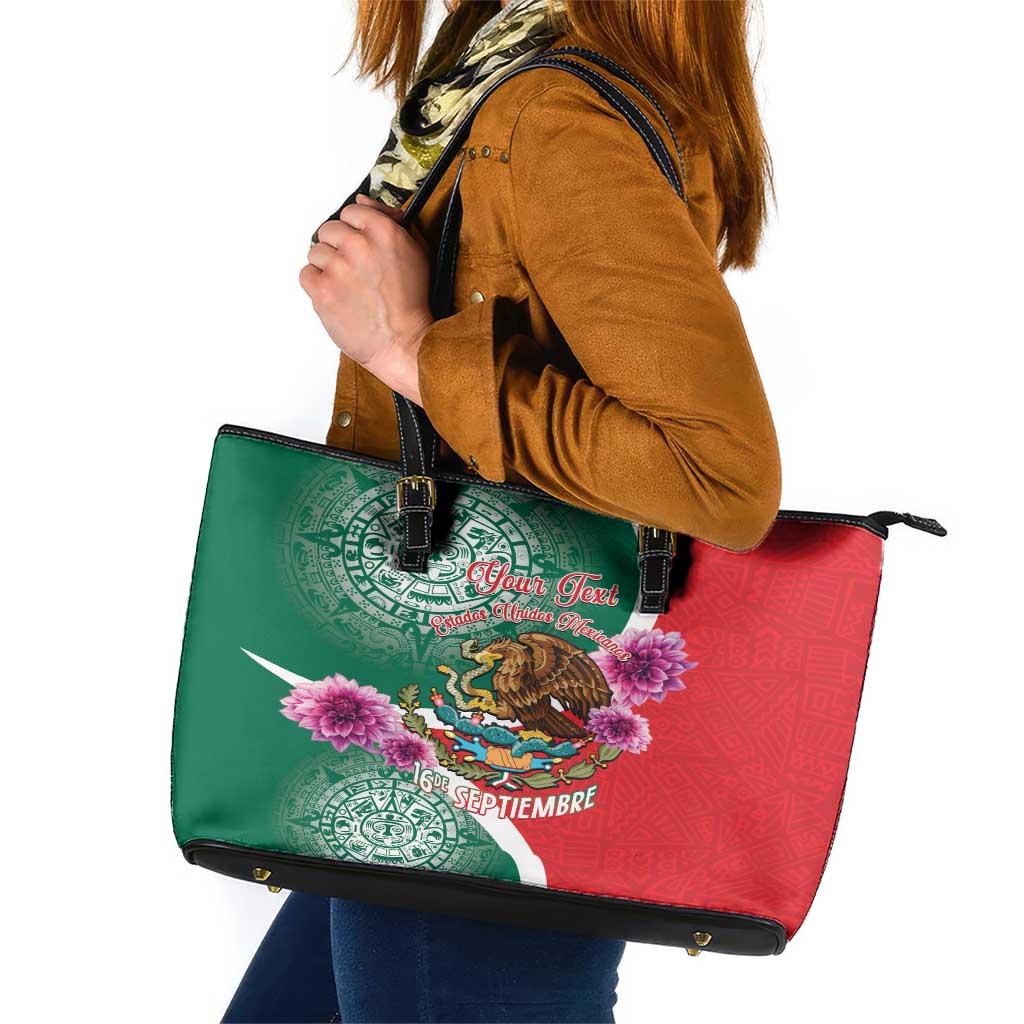 Personalized Mexico Independence Day Leather Tote Bag 16 De Septiembre Mexican Aztec LT14