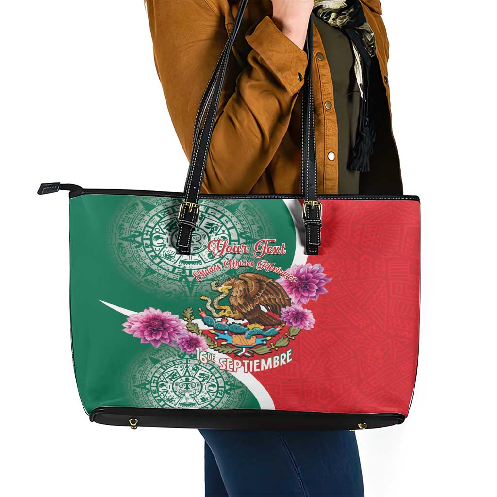 Personalized Mexico Independence Day Leather Tote Bag 16 De Septiembre Mexican Aztec LT14