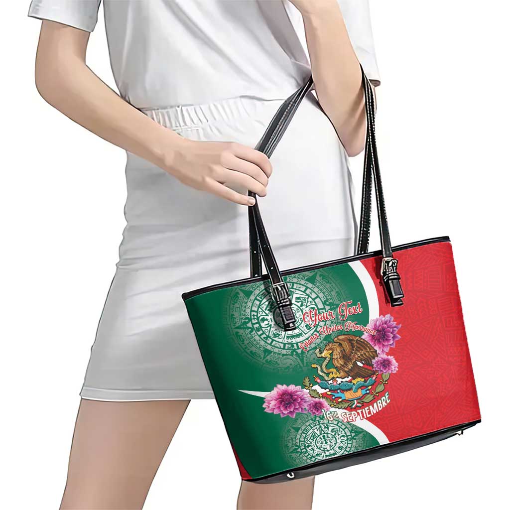 Personalized Mexico Independence Day Leather Tote Bag 16 De Septiembre Mexican Aztec LT14
