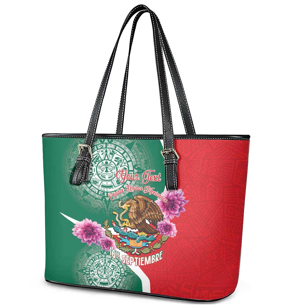 Personalized Mexico Independence Day Leather Tote Bag 16 De Septiembre Mexican Aztec LT14