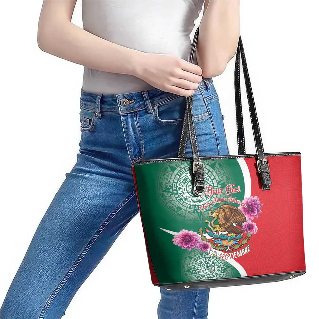 Personalized Mexico Independence Day Leather Tote Bag 16 De Septiembre Mexican Aztec LT14