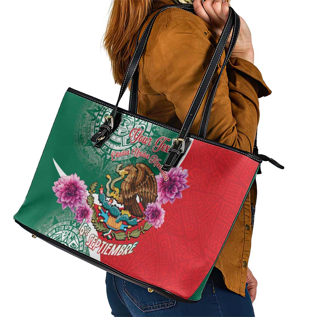 Personalized Mexico Independence Day Leather Tote Bag 16 De Septiembre Mexican Aztec LT14