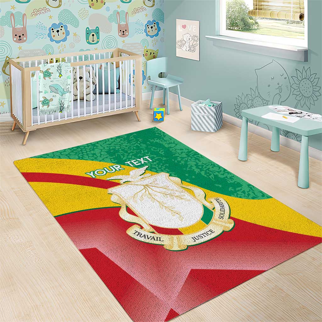 Personalised Guinea Independence Day Area Rug Happy 2 October Guinee Coat Of Arms LT14
