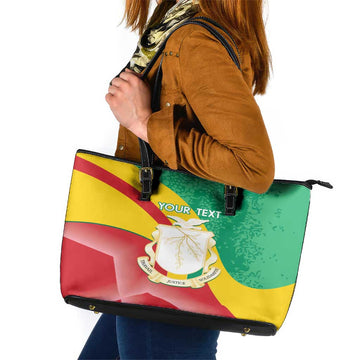 Personalised Guinea Independence Day Leather Tote Bag Happy 2 October Guinee Coat Of Arms LT14