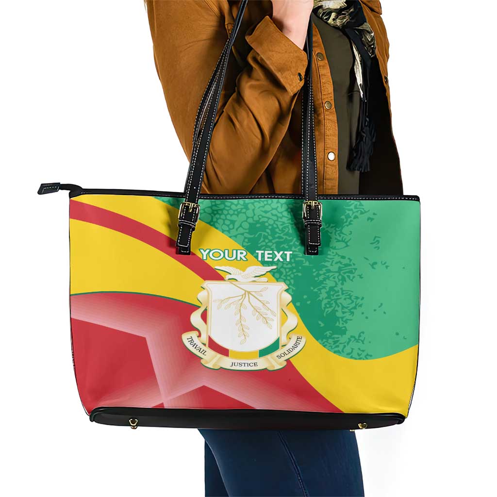 Personalised Guinea Independence Day Leather Tote Bag Happy 2 October Guinee Coat Of Arms LT14