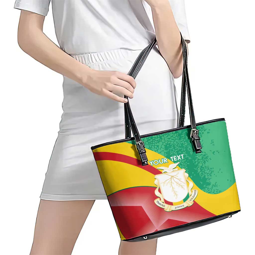 Personalised Guinea Independence Day Leather Tote Bag Happy 2 October Guinee Coat Of Arms LT14