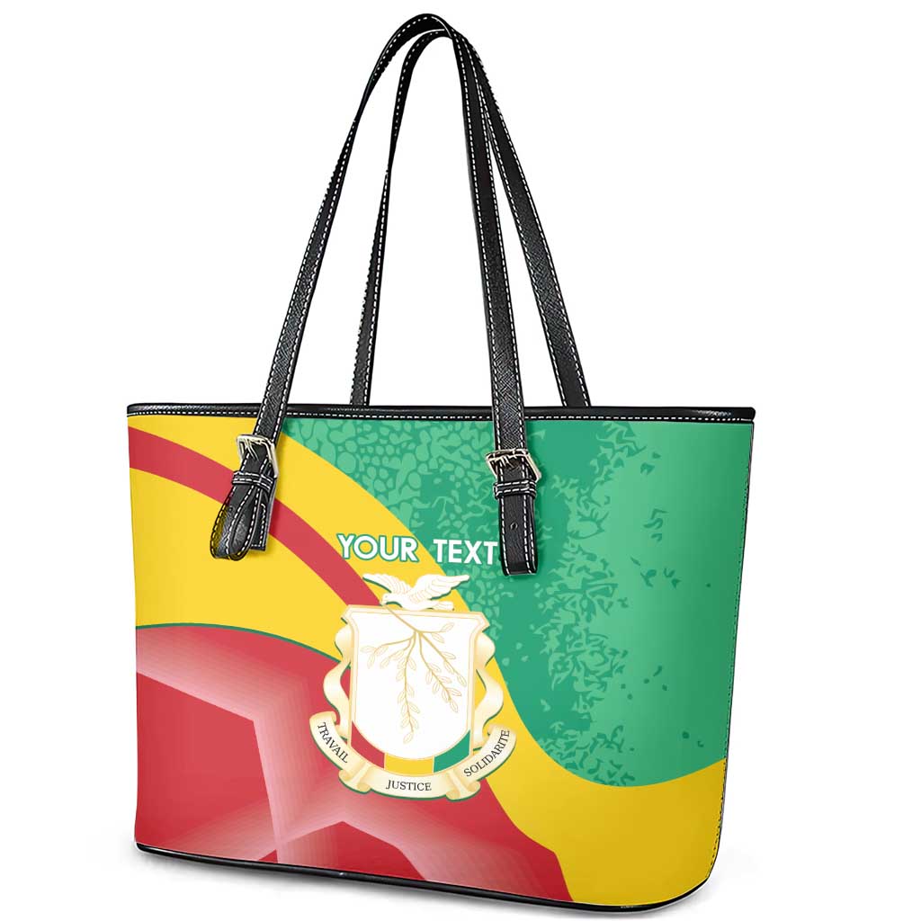 Personalised Guinea Independence Day Leather Tote Bag Happy 2 October Guinee Coat Of Arms LT14