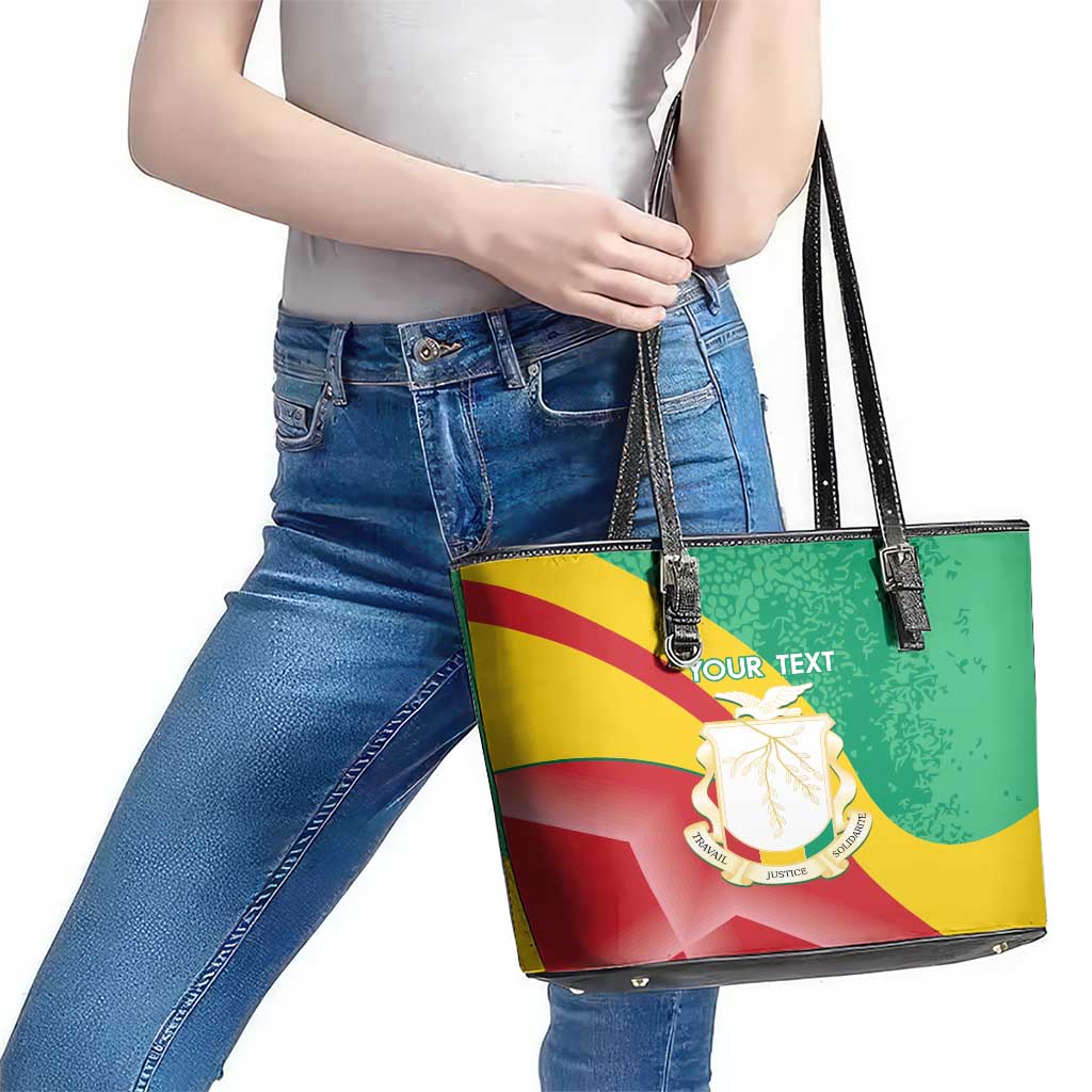 Personalised Guinea Independence Day Leather Tote Bag Happy 2 October Guinee Coat Of Arms LT14