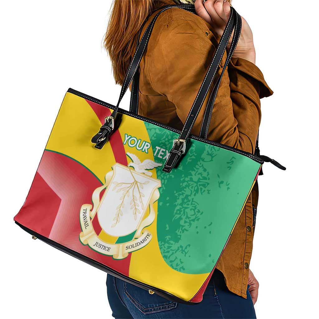 Personalised Guinea Independence Day Leather Tote Bag Happy 2 October Guinee Coat Of Arms LT14