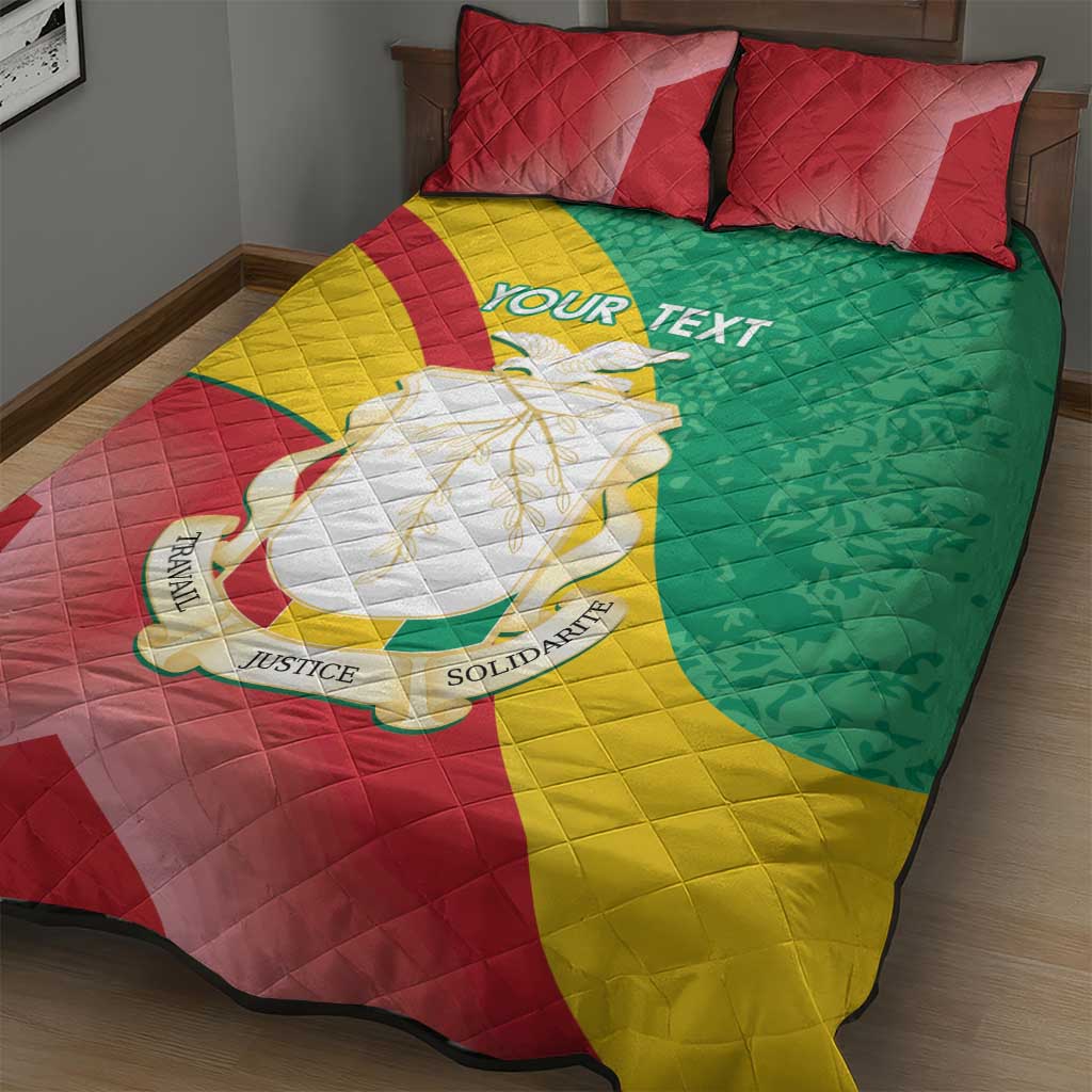 Personalised Guinea Independence Day Quilt Bed Set Happy 2 October Guinee Coat Of Arms LT14