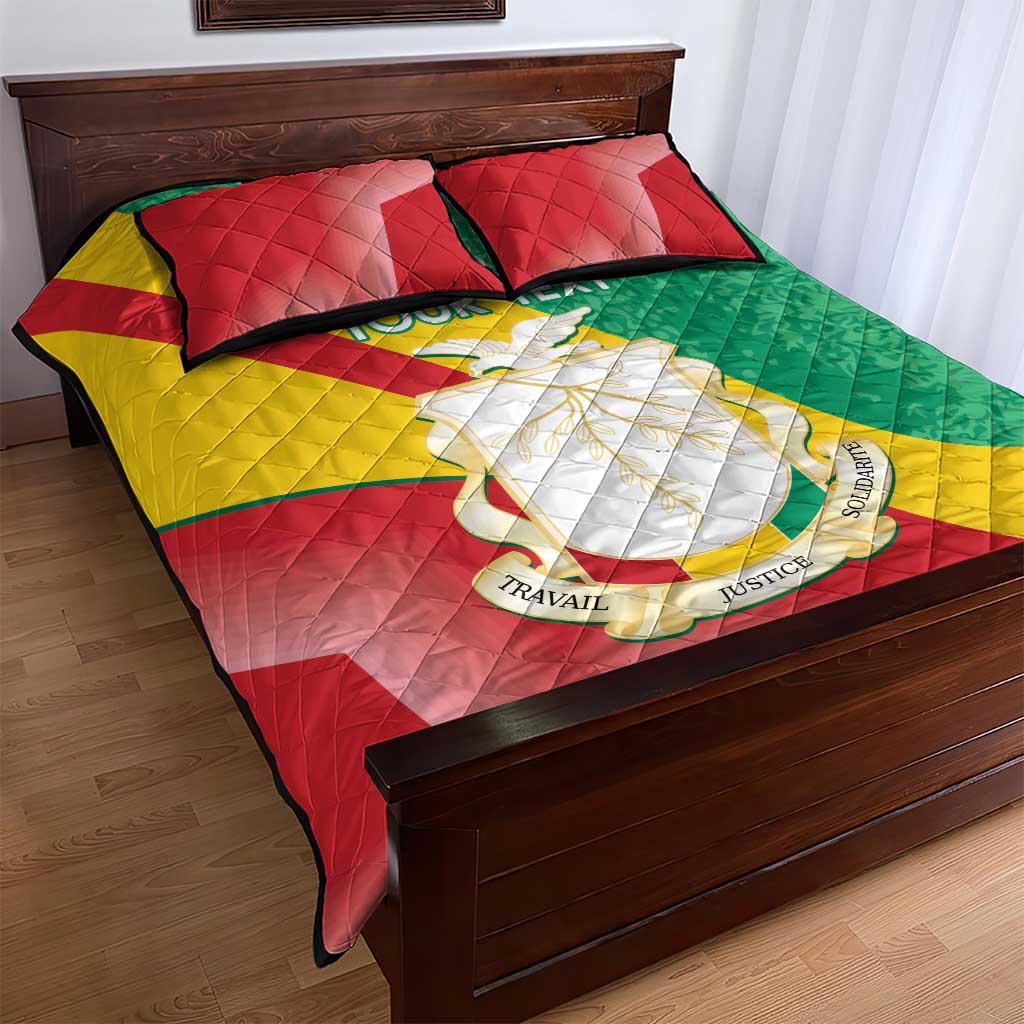 Personalised Guinea Independence Day Quilt Bed Set Happy 2 October Guinee Coat Of Arms LT14
