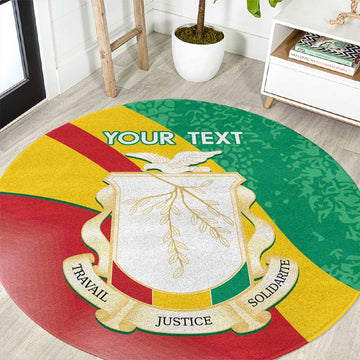 Personalised Guinea Independence Day Round Carpet Happy 2 October Guinee Coat Of Arms LT14