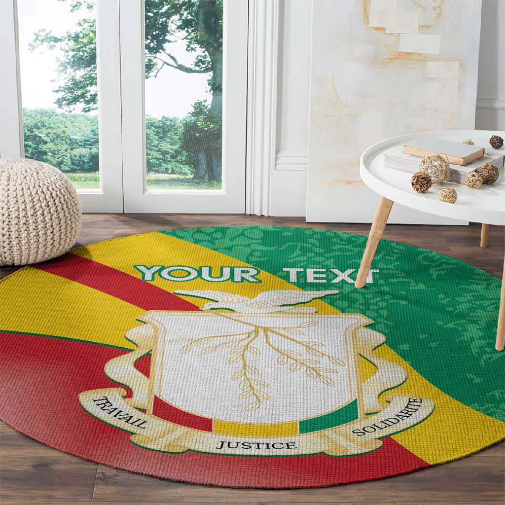 Personalised Guinea Independence Day Round Carpet Happy 2 October Guinee Coat Of Arms LT14