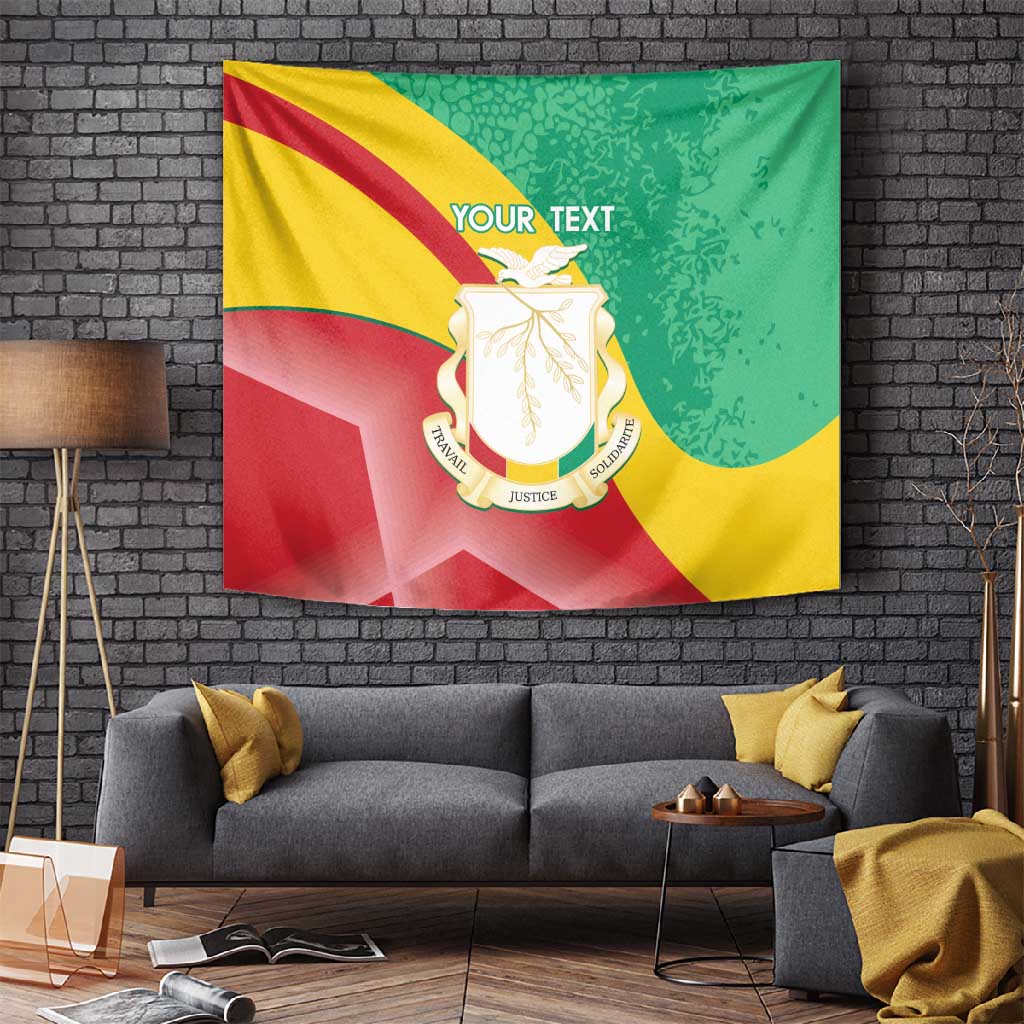 Personalised Guinea Independence Day Tapestry Happy 2 October Guinee Coat Of Arms LT14