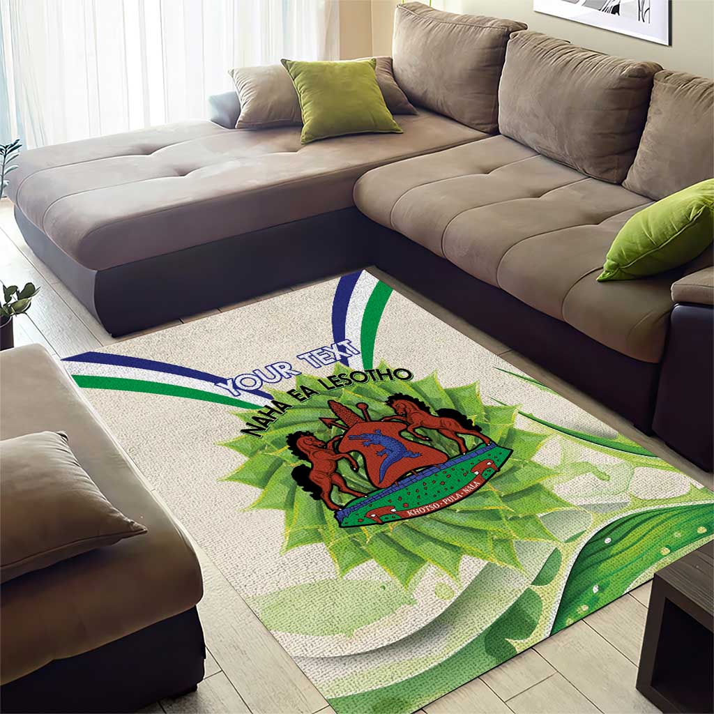 Personalised Lesotho Independence Day Area Rug Aloe Polyphylla Mix Coat Of Arms LT14