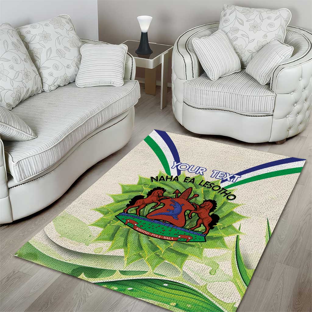 Personalised Lesotho Independence Day Area Rug Aloe Polyphylla Mix Coat Of Arms LT14