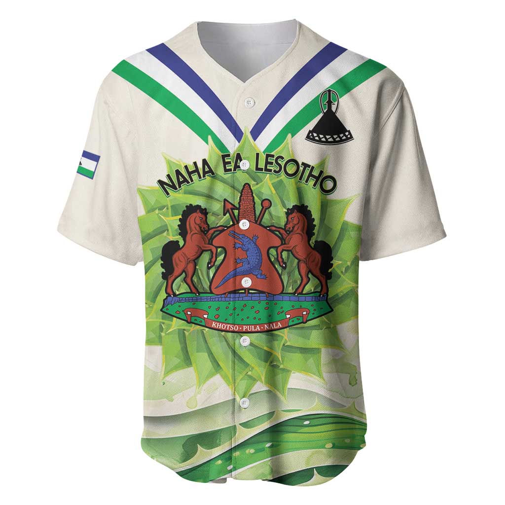 Personalised Lesotho Independence Day Baseball Jersey Aloe Polyphylla Mix Coat Of Arms LT14