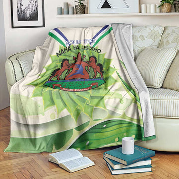 Personalised Lesotho Independence Day Blanket Aloe Polyphylla Mix Coat Of Arms LT14