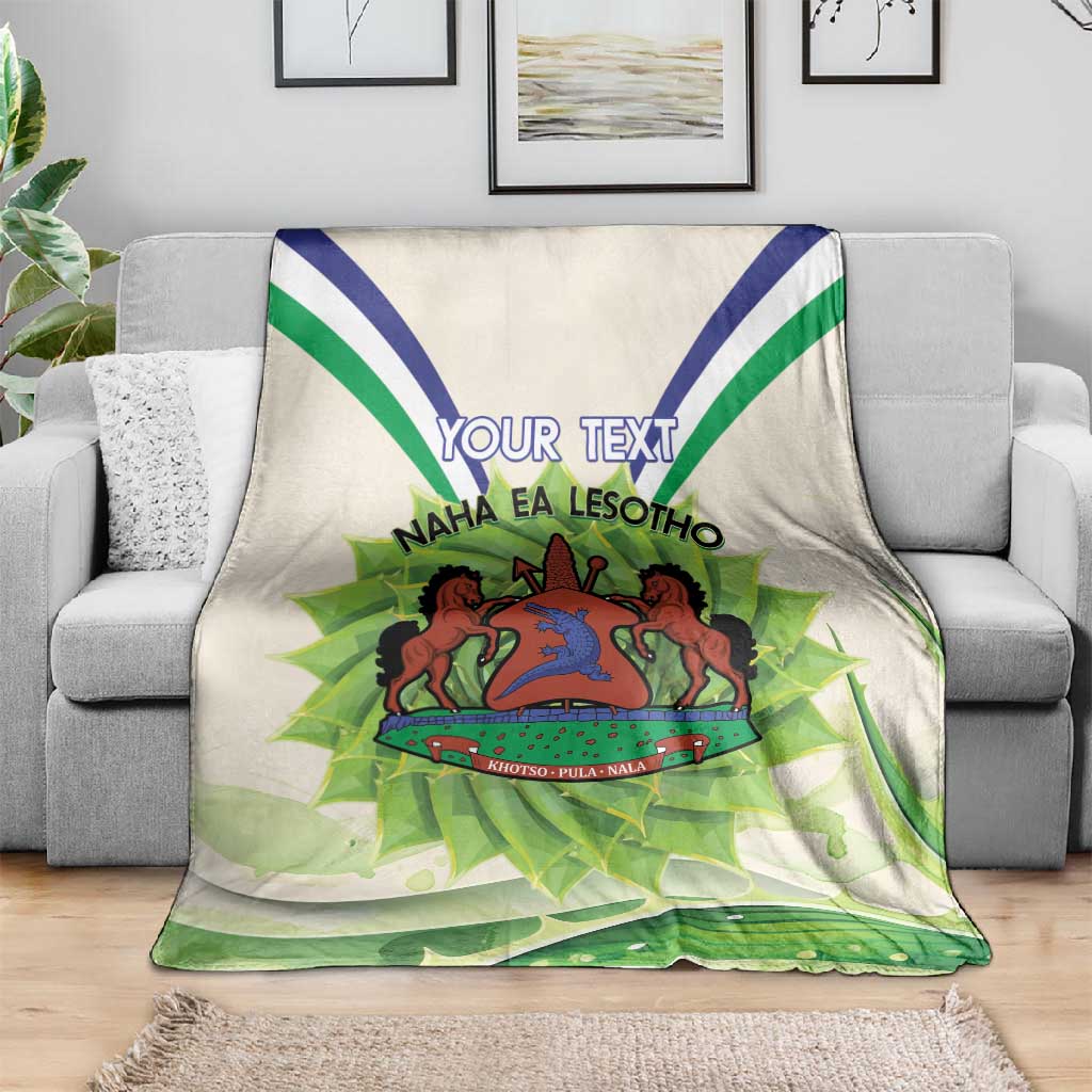 Personalised Lesotho Independence Day Blanket Aloe Polyphylla Mix Coat Of Arms LT14