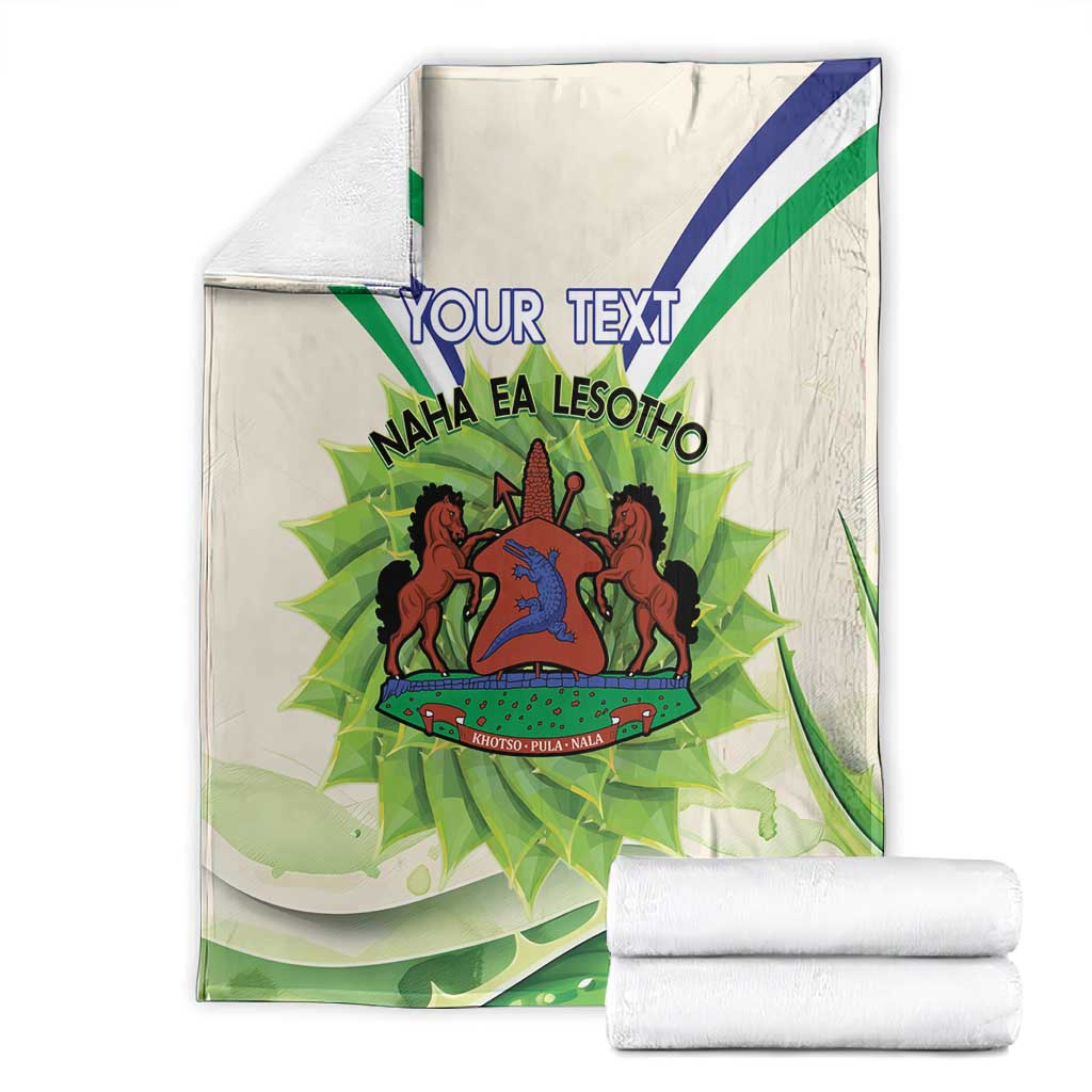 Personalised Lesotho Independence Day Blanket Aloe Polyphylla Mix Coat Of Arms LT14