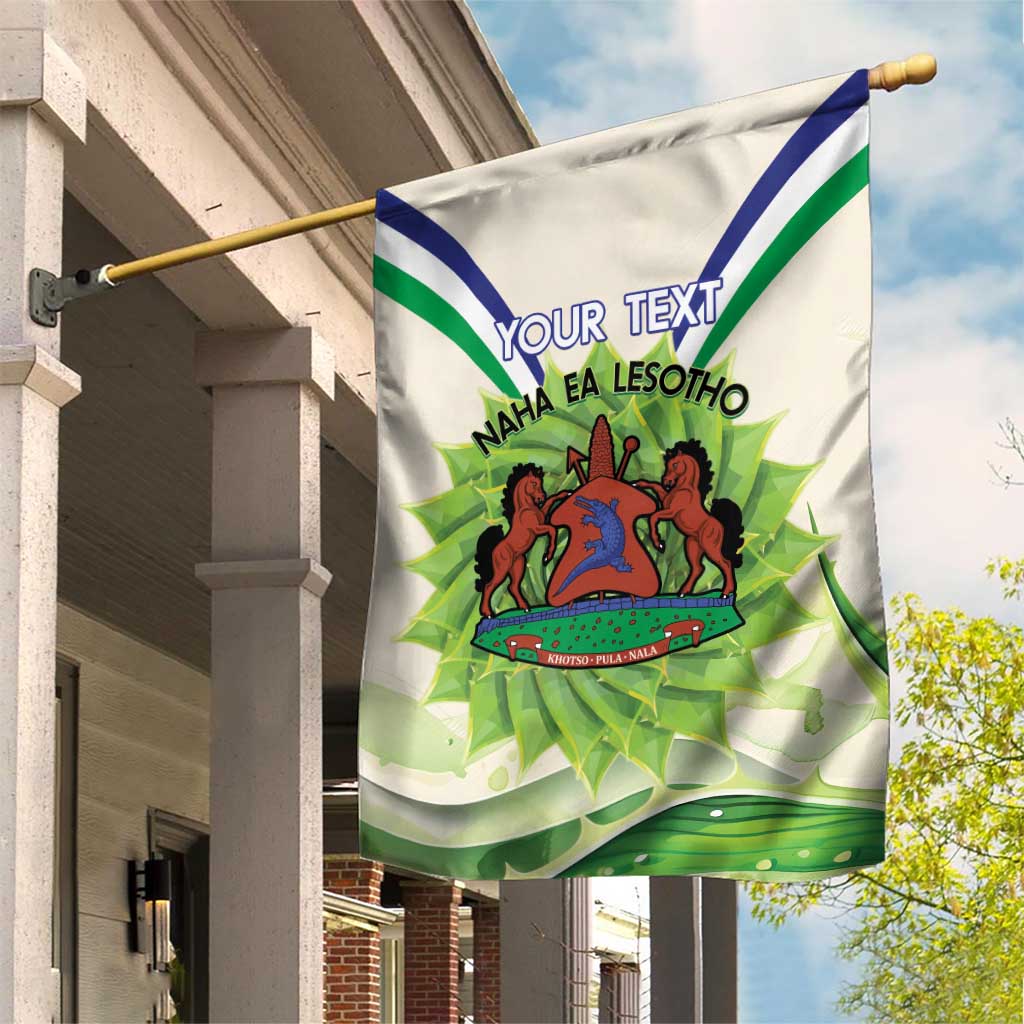 Personalised Lesotho Independence Day Garden Flag Aloe Polyphylla Mix Coat Of Arms LT14