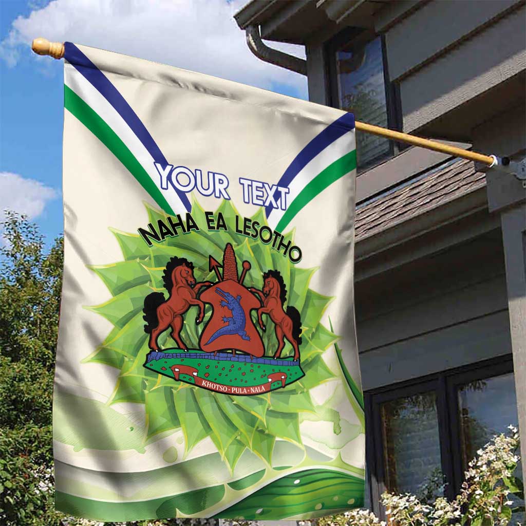 Personalised Lesotho Independence Day Garden Flag Aloe Polyphylla Mix Coat Of Arms LT14