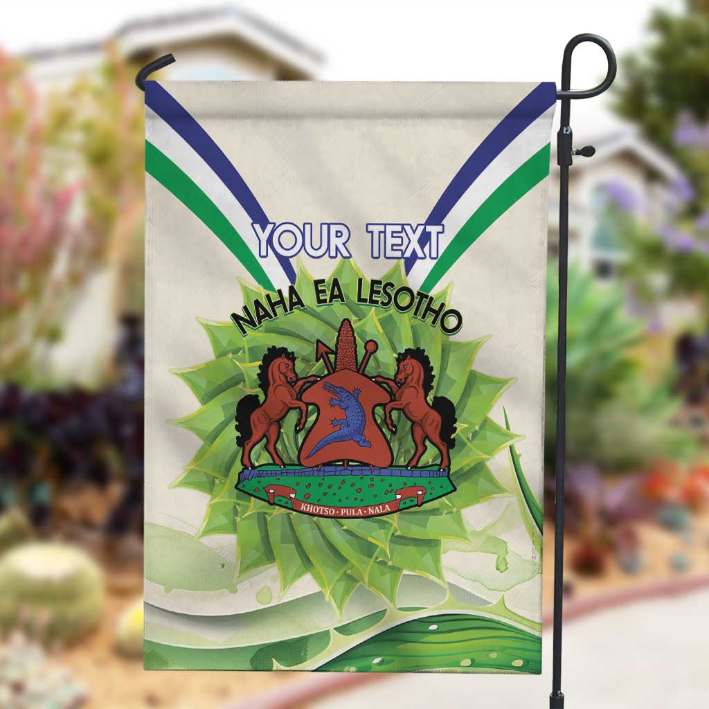 Personalised Lesotho Independence Day Garden Flag Aloe Polyphylla Mix Coat Of Arms LT14