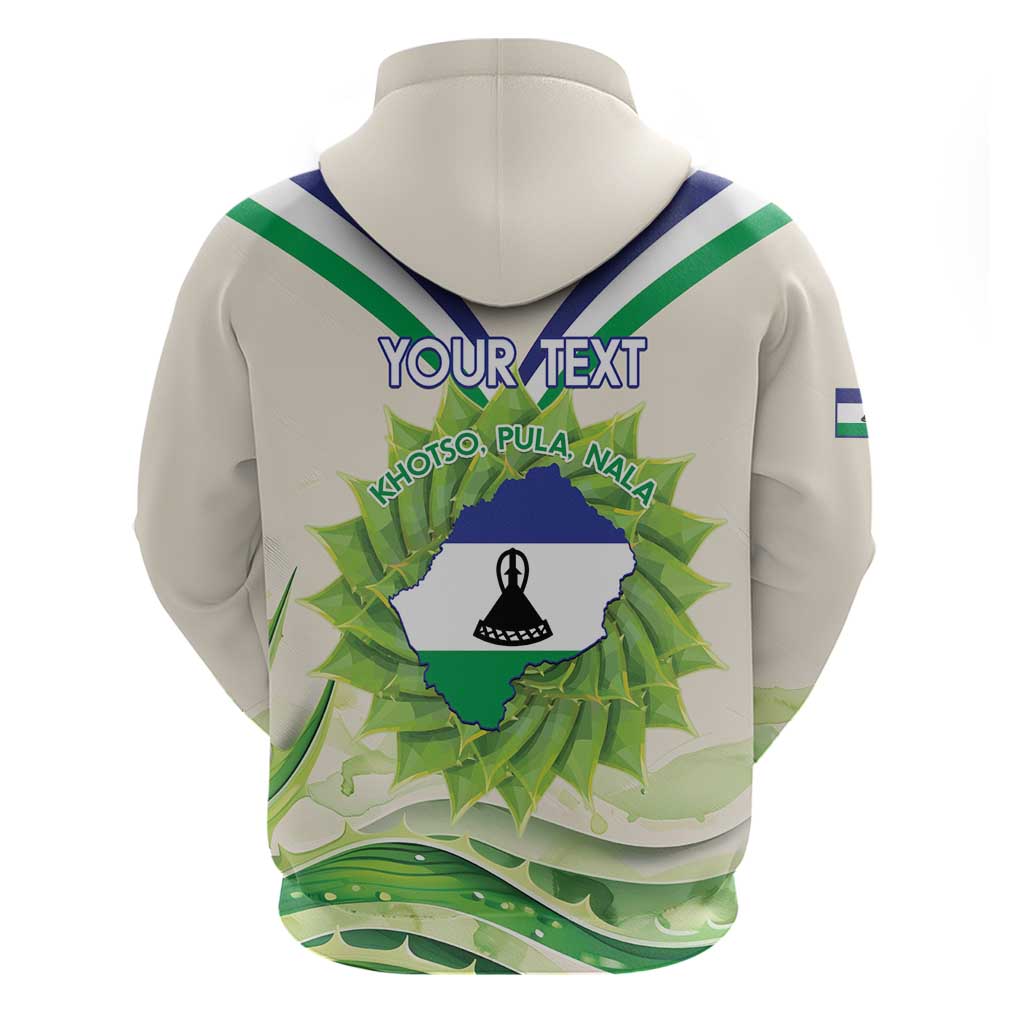 Personalised Lesotho Independence Day Hoodie Aloe Polyphylla Mix Coat Of Arms LT14