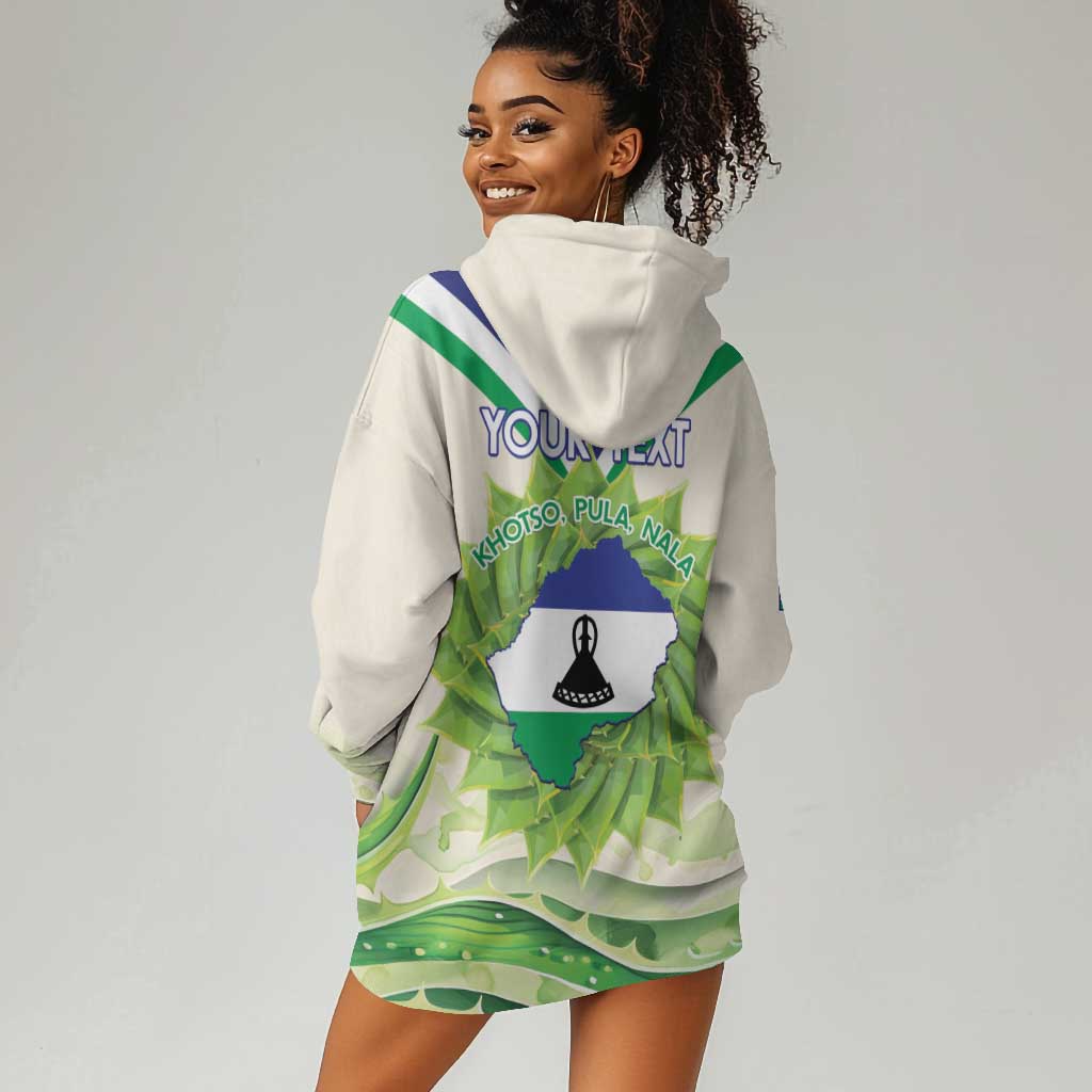 Personalised Lesotho Independence Day Hoodie Dress Aloe Polyphylla Mix Coat Of Arms LT14