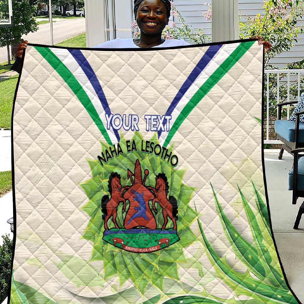 Personalised Lesotho Independence Day Quilt Aloe Polyphylla Mix Coat Of Arms LT14