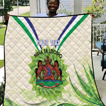 Personalised Lesotho Independence Day Quilt Aloe Polyphylla Mix Coat Of Arms LT14
