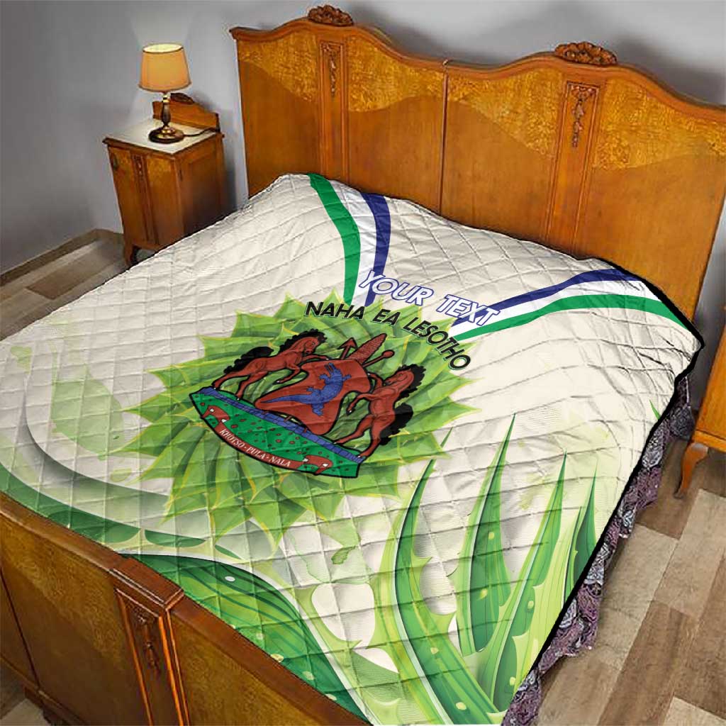Personalised Lesotho Independence Day Quilt Aloe Polyphylla Mix Coat Of Arms LT14