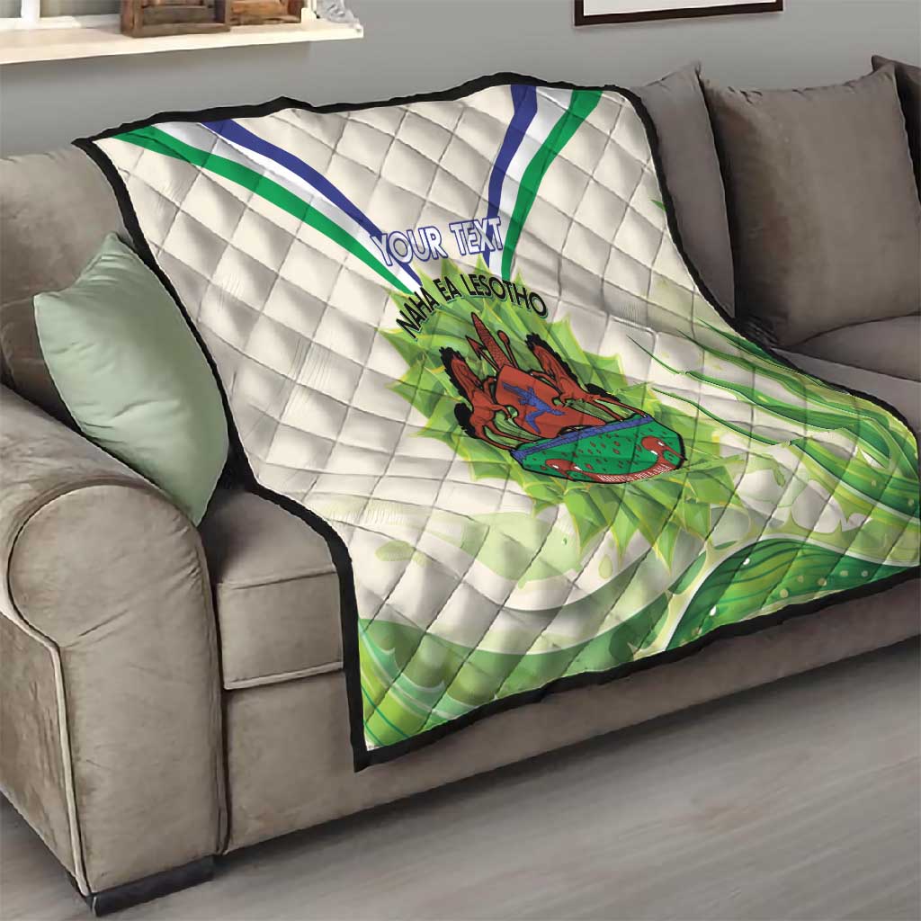 Personalised Lesotho Independence Day Quilt Aloe Polyphylla Mix Coat Of Arms LT14