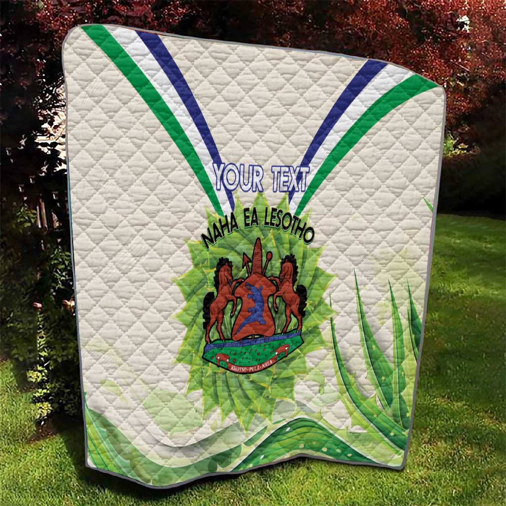 Personalised Lesotho Independence Day Quilt Aloe Polyphylla Mix Coat Of Arms LT14