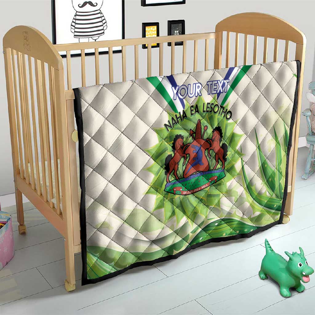 Personalised Lesotho Independence Day Quilt Aloe Polyphylla Mix Coat Of Arms LT14
