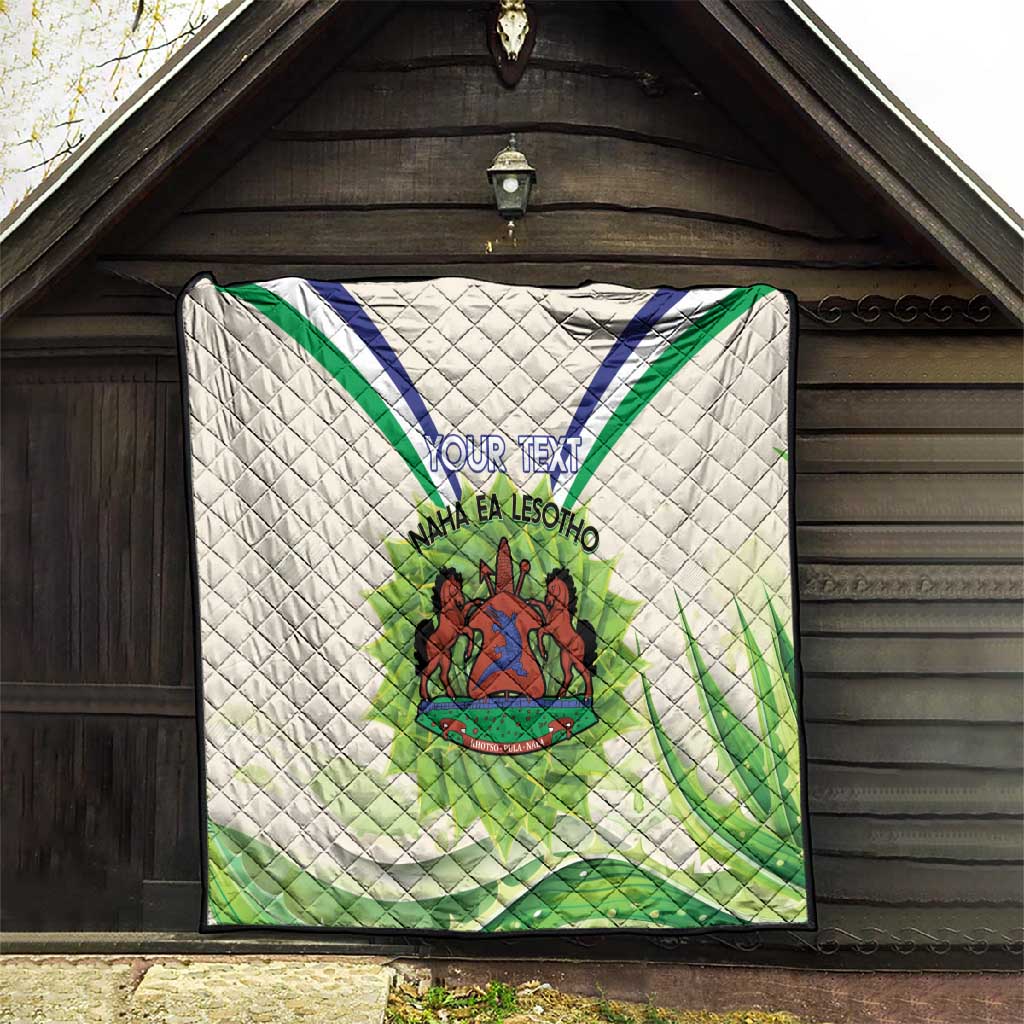 Personalised Lesotho Independence Day Quilt Aloe Polyphylla Mix Coat Of Arms LT14