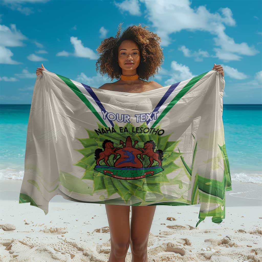 Personalised Lesotho Independence Day Sarong Aloe Polyphylla Mix Coat Of Arms LT14