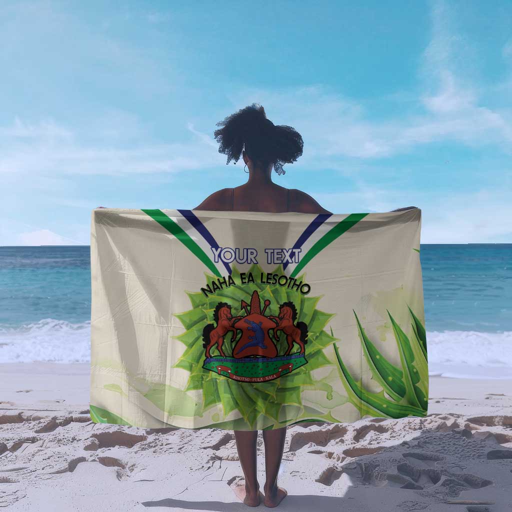 Personalised Lesotho Independence Day Sarong Aloe Polyphylla Mix Coat Of Arms LT14