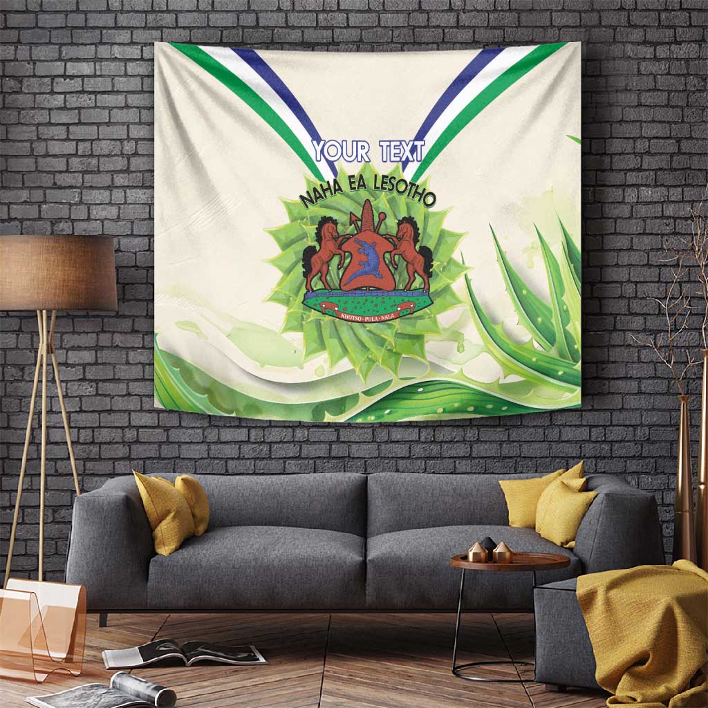 Personalised Lesotho Independence Day Tapestry Aloe Polyphylla Mix Coat Of Arms LT14