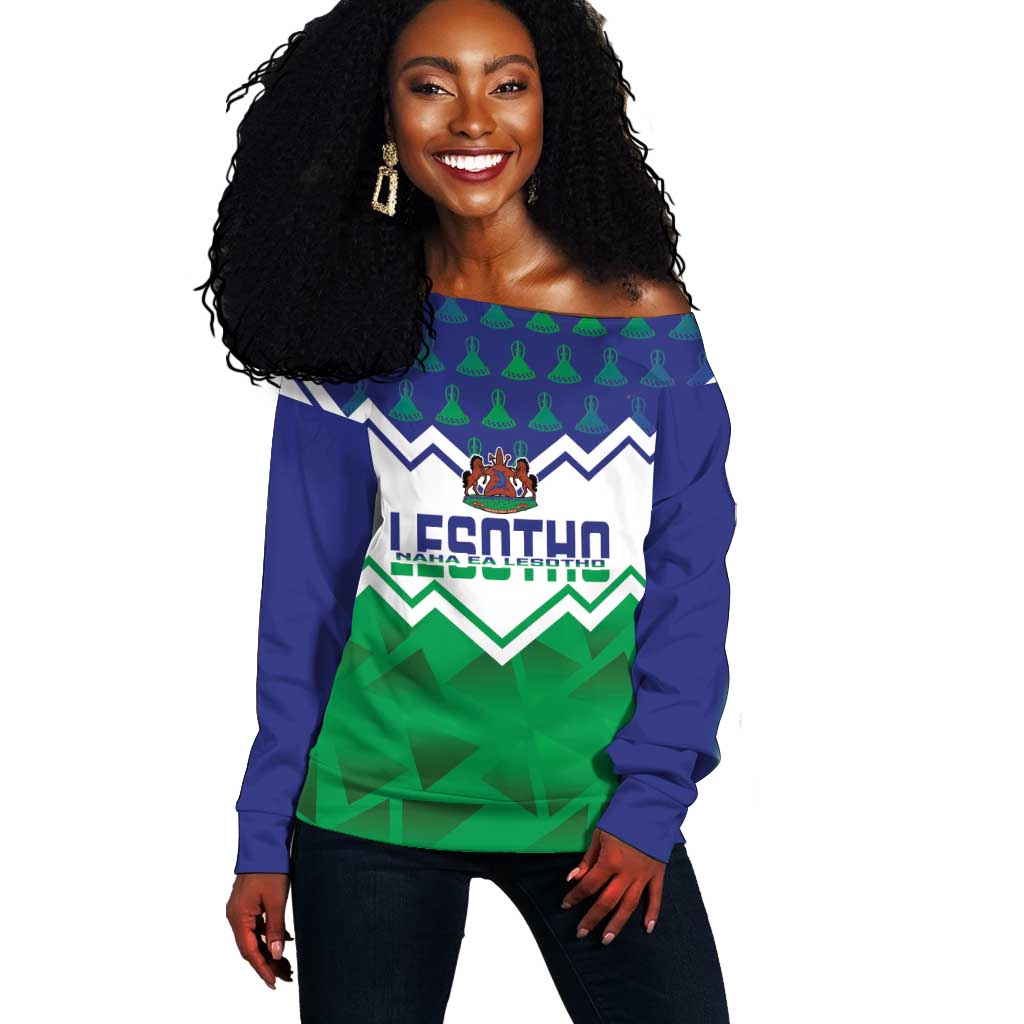 Personalised Lesotho Independence Day Off Shoulder Sweater Naha ea Lesotho Proud LT14