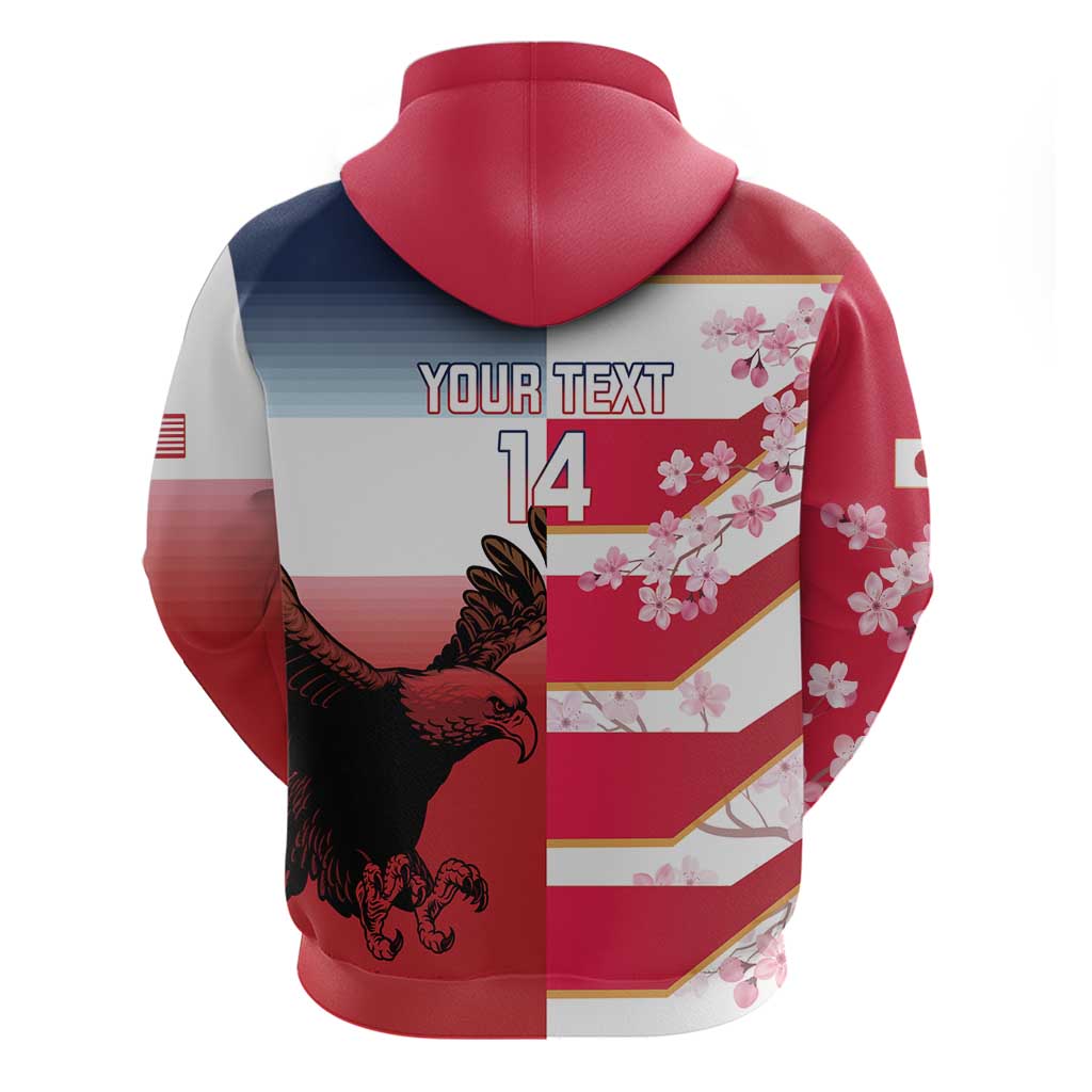 USA and Japan Rugby Custom Hoodie Eagles Brave Blossoms Together Pacific LT14