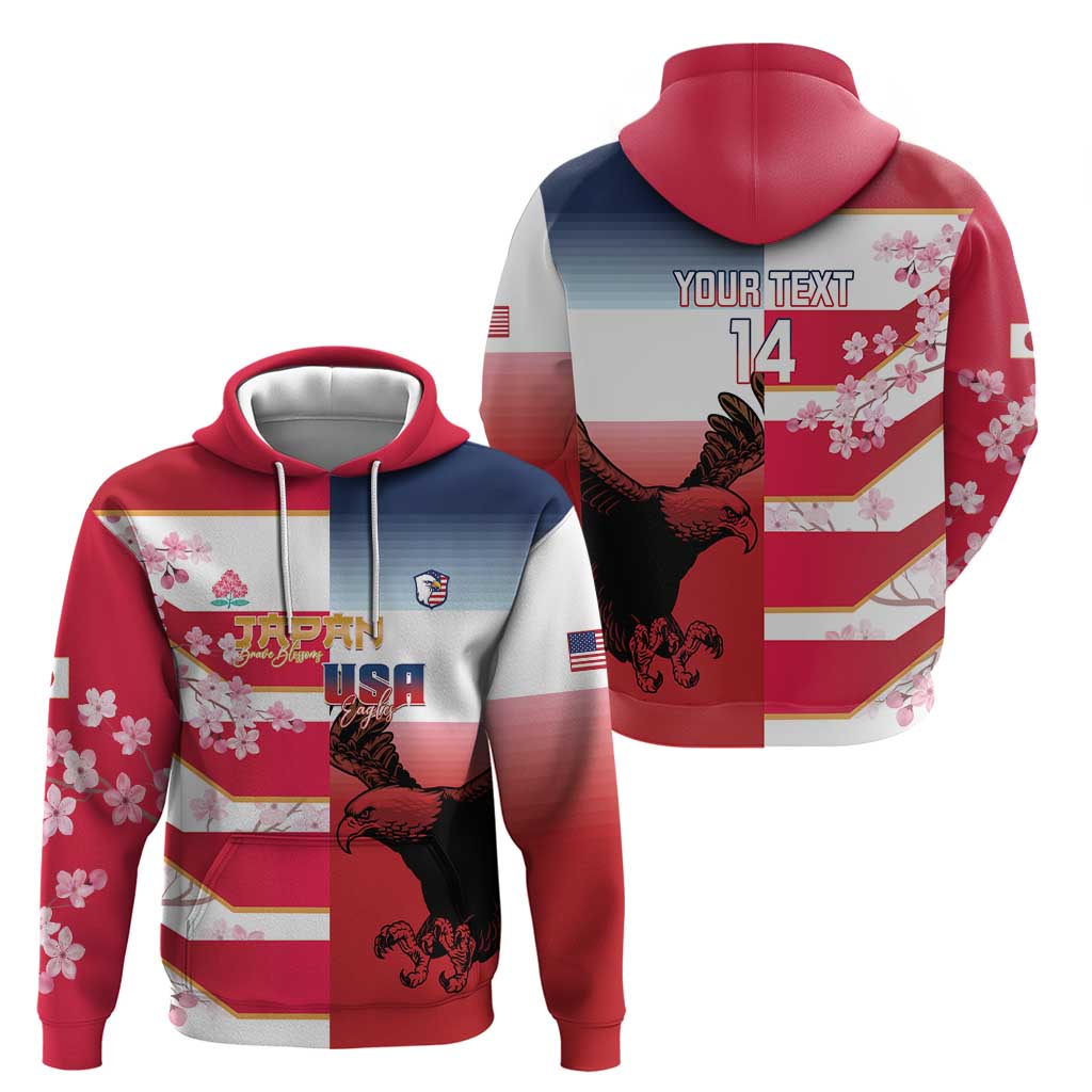 USA and Japan Rugby Custom Hoodie Eagles Brave Blossoms Together Pacific LT14