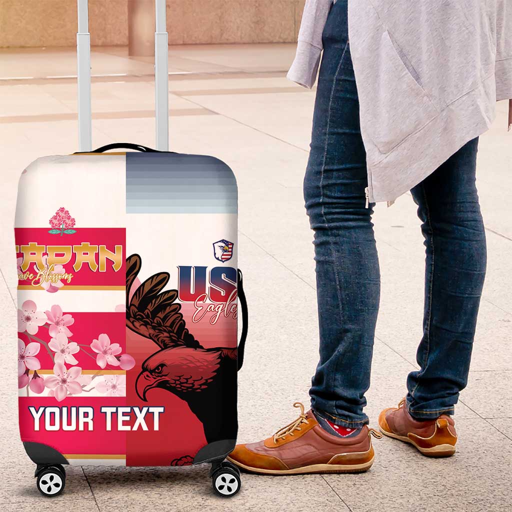 USA and Japan Rugby Custom Luggage Cover Eagles Brave Blossoms Together Pacific LT14