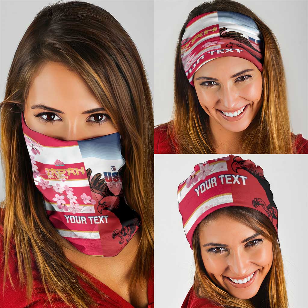 USA and Japan Rugby Custom Neck Gaiter Eagles Brave Blossoms Together Pacific LT14