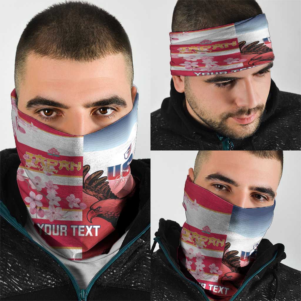 USA and Japan Rugby Custom Neck Gaiter Eagles Brave Blossoms Together Pacific LT14