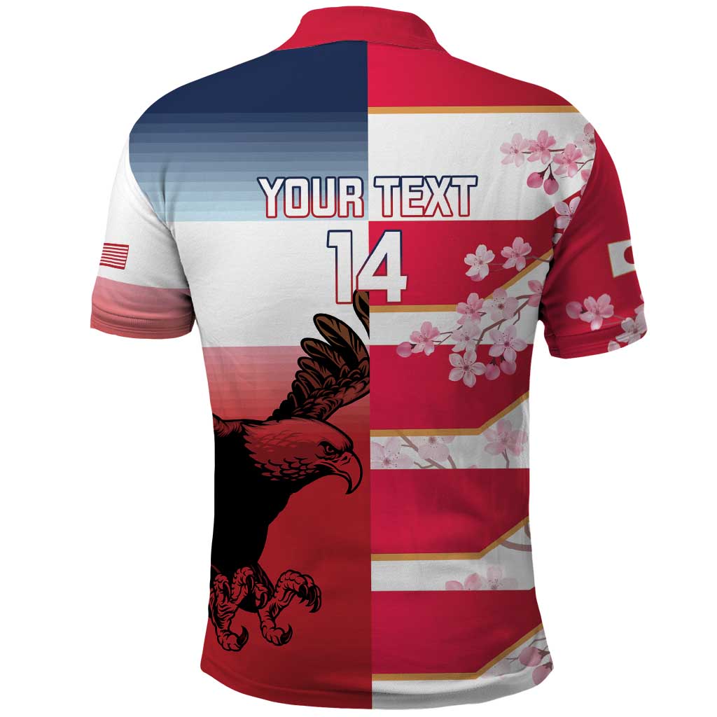 USA and Japan Rugby Custom Polo Shirt Eagles Brave Blossoms Together Pacific LT14