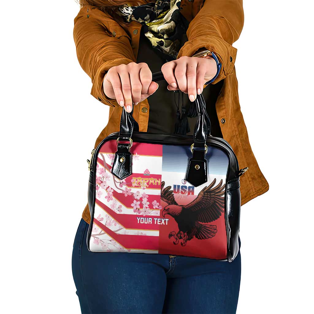 USA and Japan Rugby Custom Shoulder Handbag Eagles Brave Blossoms Together Pacific LT14